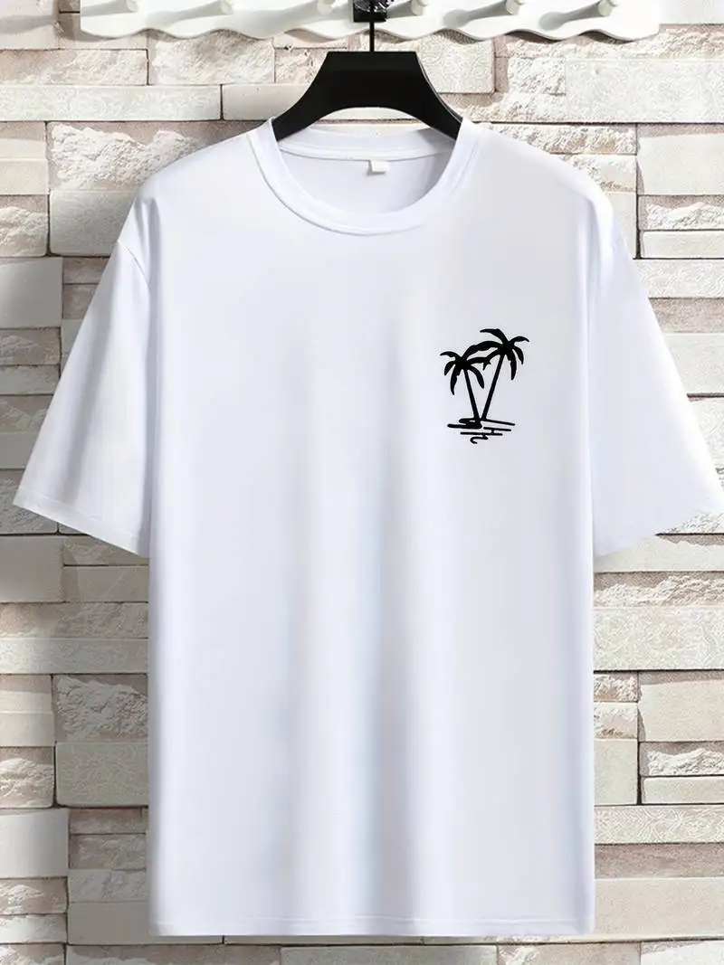 Футболка мужская с принтом пальмы хлопок повседневная классическая лето