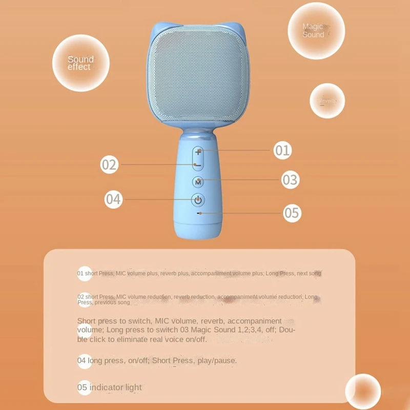 Bluetooth-микрофон для караоке мини-детский портативный микрофон подходит Мобильный