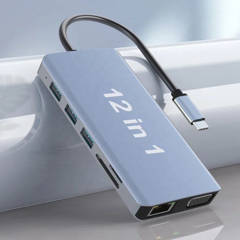 

Алюминиевый беспроводной концентратор 12 в 1 для Macbook Usb 100 Usb c с зарядкой Вт Pd, 2 Usb, кардридер Sd/tf