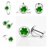 fashion shamrock four leaf clover hook earrings women girls accessories pendant jewelry christmas gift rings