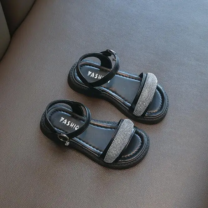 Сандалии для девочек 2022 Детские Модные летние новые туфли принцессы с блестками