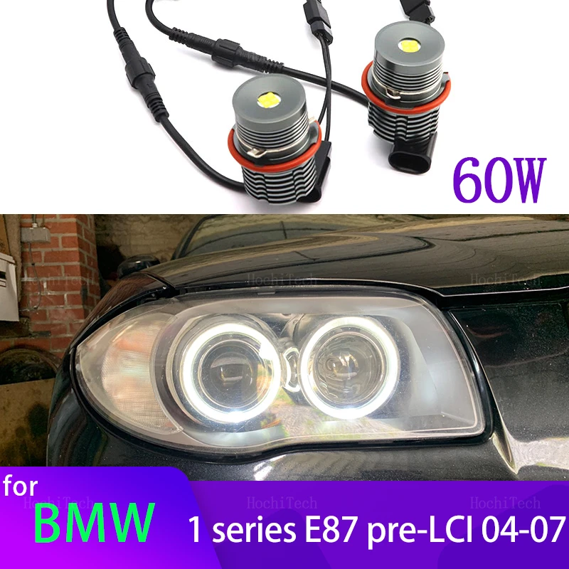 

60 Вт безотказный кольцевой галогенный Маркер Angel Eye, автомобильный боковой фонарь, светодиодный ная лампа для BMW 1 серии E81, E82, E88, 116d, 118d, 120i, 120d, 2007-11