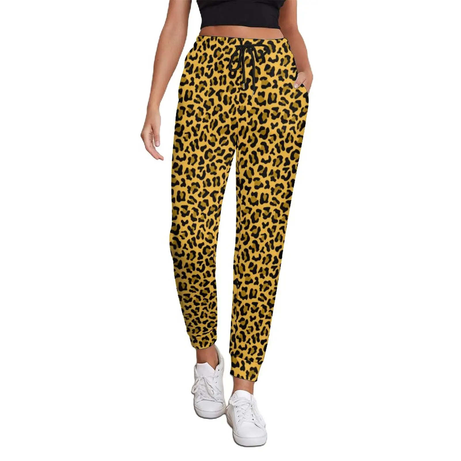 

Brown Black Leopard Baggy Pants Animal Print Kawaii Oversize Joggers Spring Female Custom Streetwear Trousers