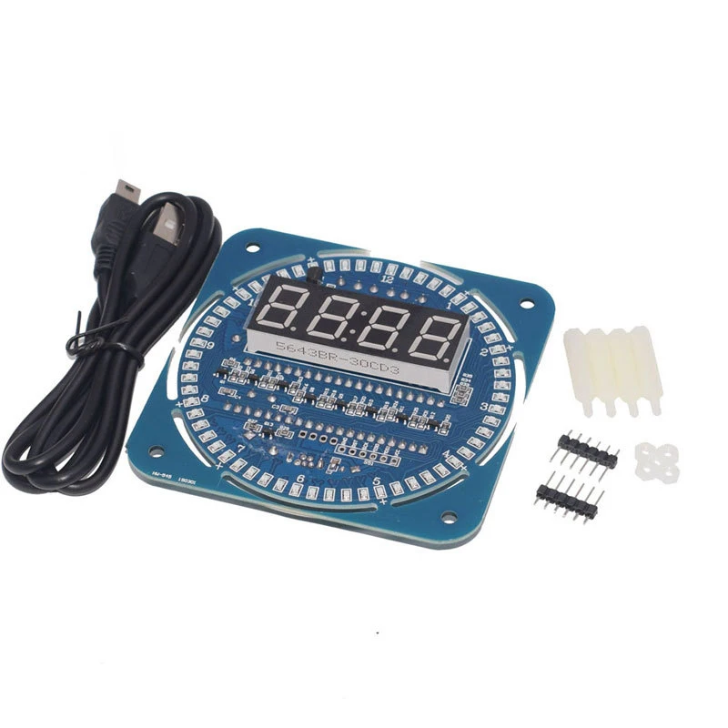 

1/2/5/10/20Pcs DS1302 Clock Electronic Watch Alarm Clock Rotating LED Display Creative Clock DIY Temperature Display Alarm