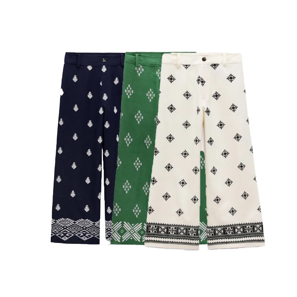 

Женские свободные брюки Zach AiIsa, повседневные широкие брюки с высокой талией и вышивкой, лето