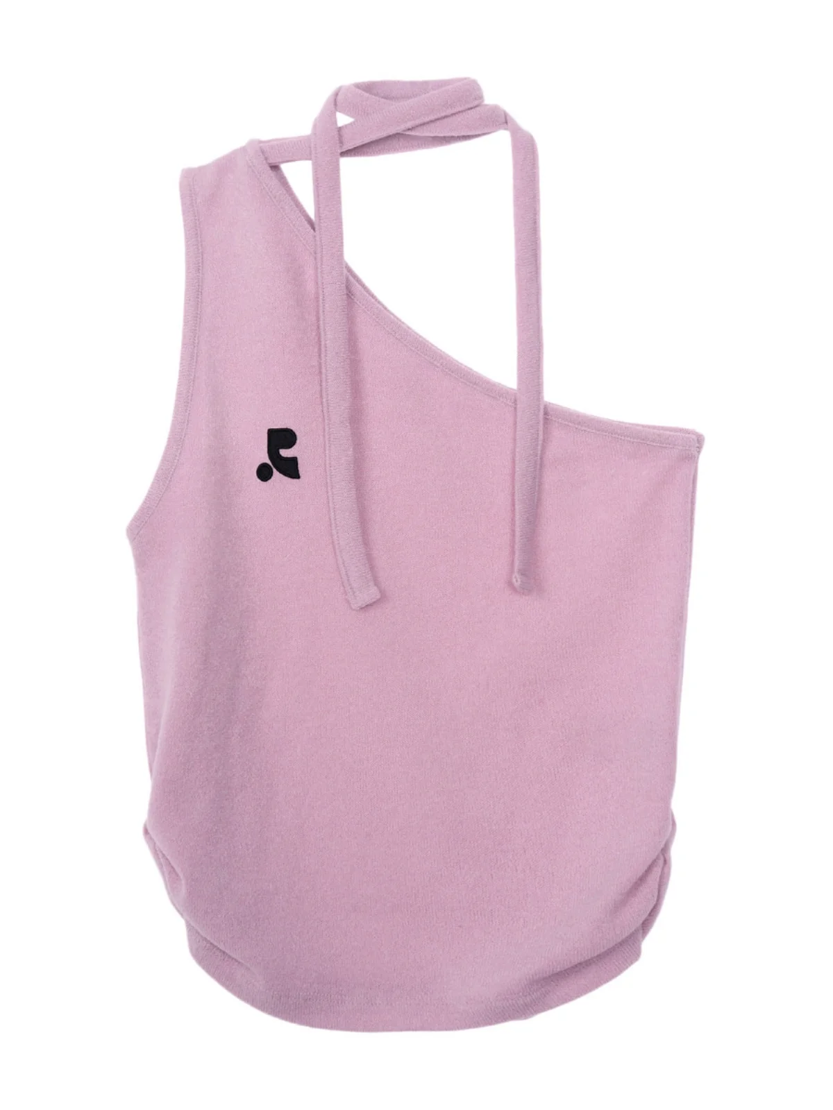 Реставрация из Южной Кореи Розовый наклонный плечо Холтер на шнуровке Вязаный