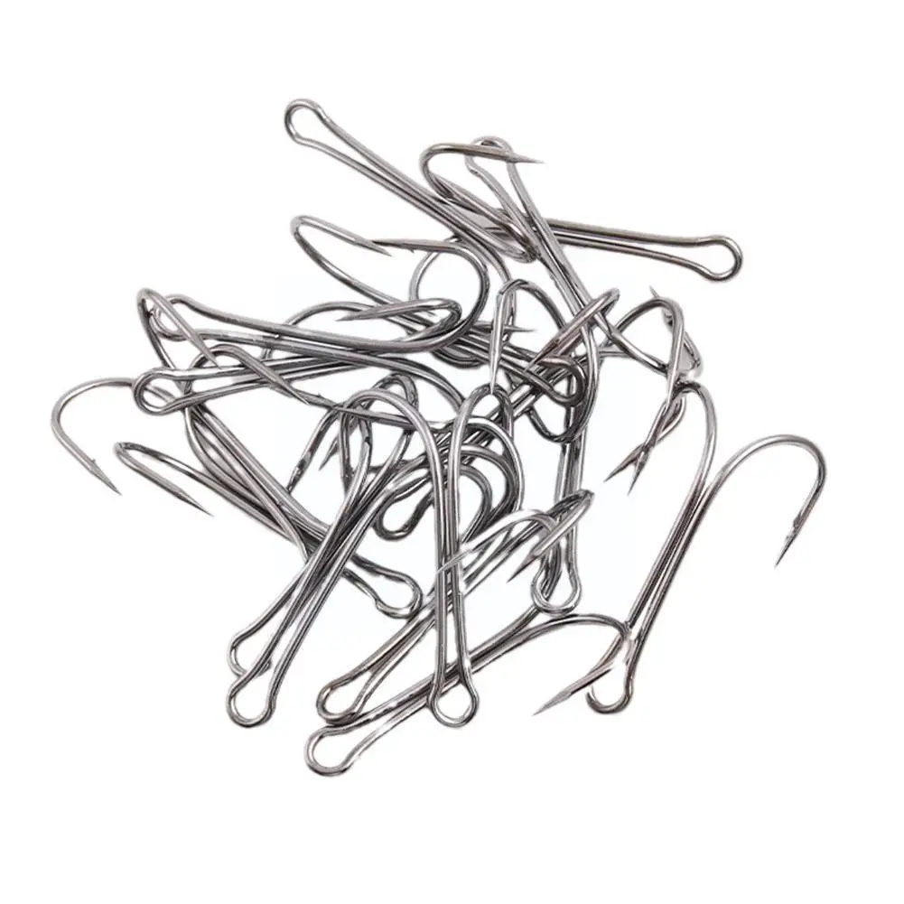 

50pcs Double Fishing Hook Carbon Steel Crank Barbed Jig Hook For Carp Fishing Fly Tying Soft Lure Fish Hooks Fish Accessori J7w0
