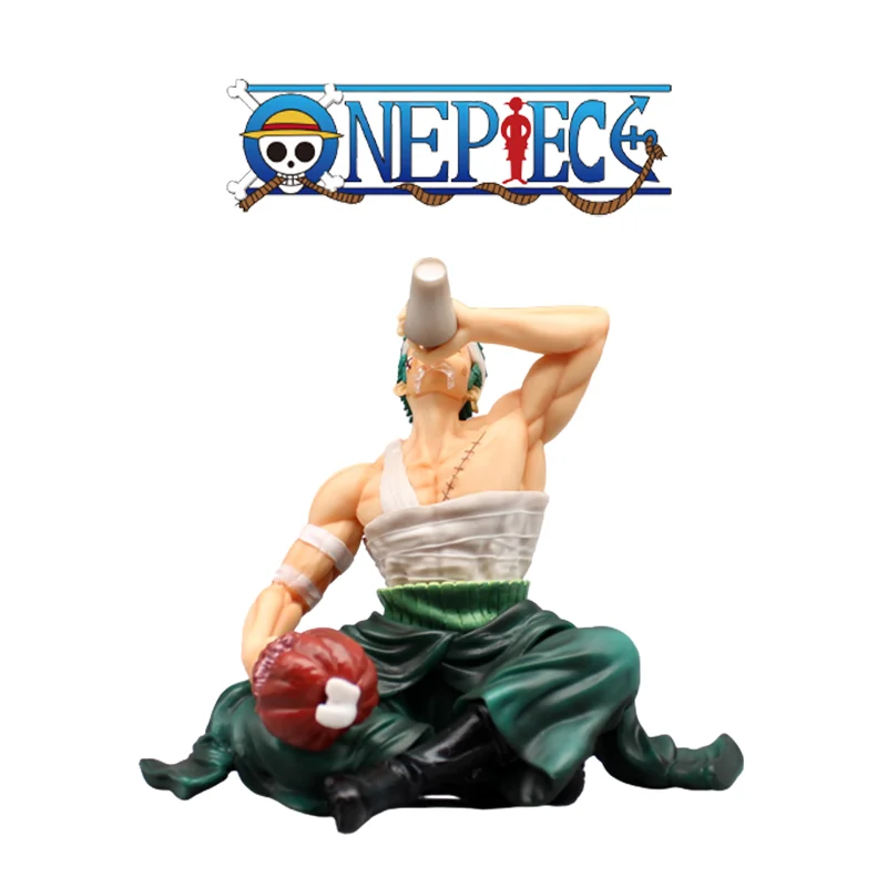 

14cm One Piece Roronoa Zoro Drinking Anime Figures Gk Zoro Pvc Statue Collectible Model Toys Room Decoration Doll Kids Gift