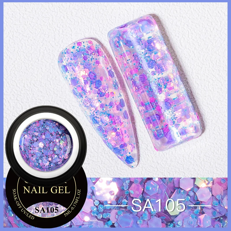 MEET ACROSS Сияющие искусственные блестки фиолетовые полуперманентные Лаки