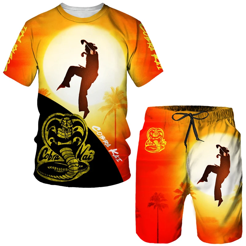 3D Print Cobra Harajuku Men's T Shirt Leisure Shorts 2 Piece Outfit Street Hip Hop Trend Children Clothing Boys Girls Loose Sets