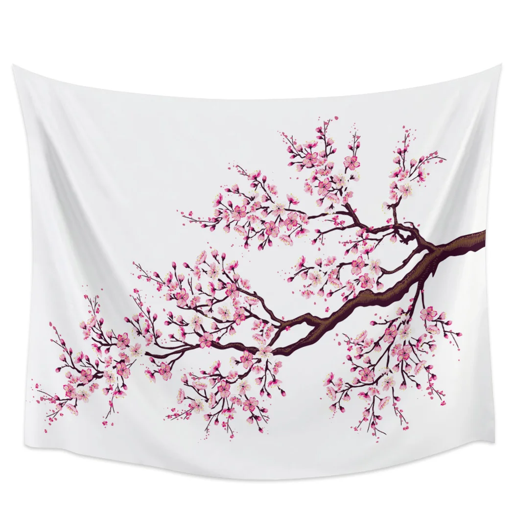 

Pink Cherry Blossoms Flower Tapestry Background Wall Covering Home Decoration Blanket Bedroom Wall Hanging Tapestries