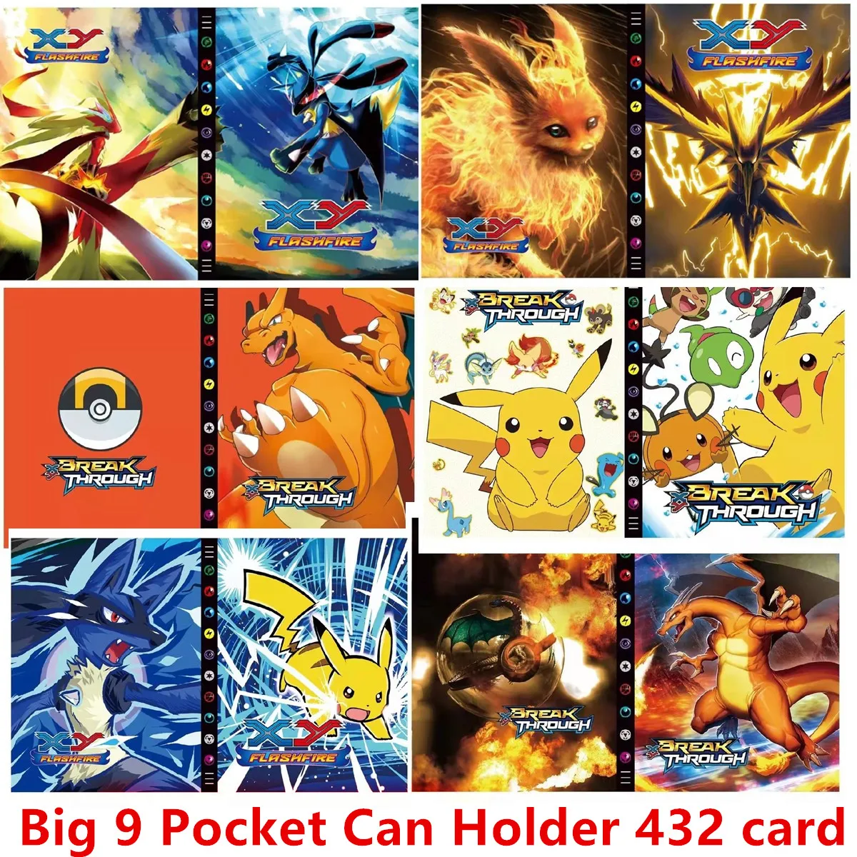

432Pcs Pokemon Album Book Cartoon Card Map Folder Game Card VMAX GX 9 Pocket Holder Collection Loaded List Kid Cool Toy Gift