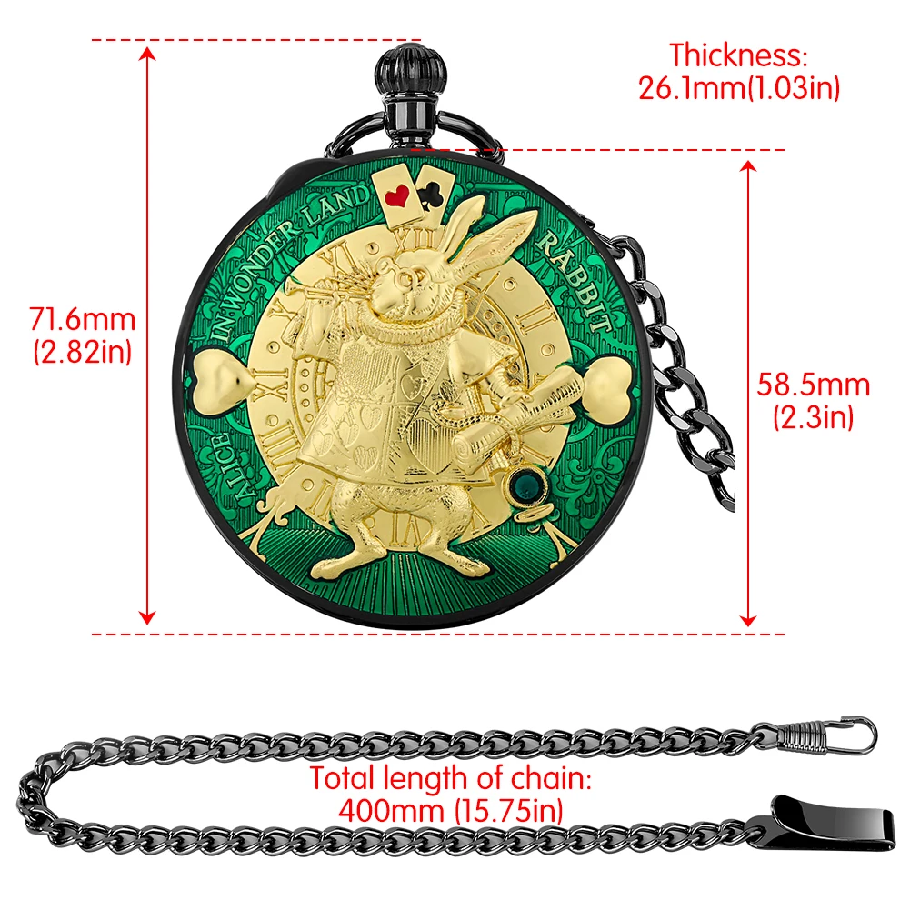 Lovely Rabbit Music Pocket Watch Gift for Women Blue/Green/Red Quartz Musical Pendant Clock Couple Bunny Watches montre de poche