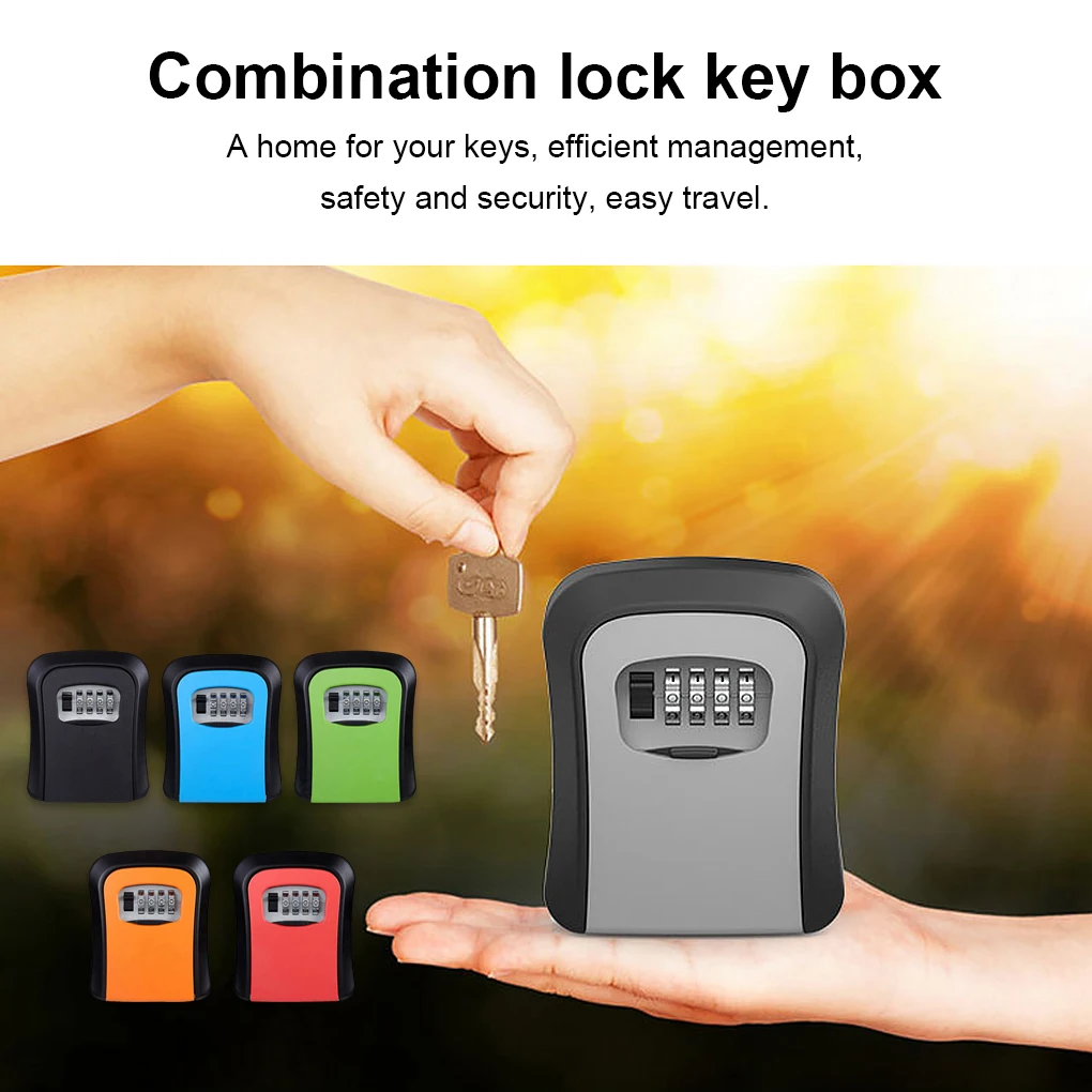 

Door Key Storage Box Portable Anti-lost Wall-mounted Large Capacity Indoor Factory Coded Lock Case Container Black