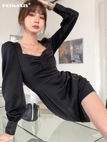 primaxis womens korean fashion dress casual midi evenin dress summer bodycon long sleeve 2022 female clothing