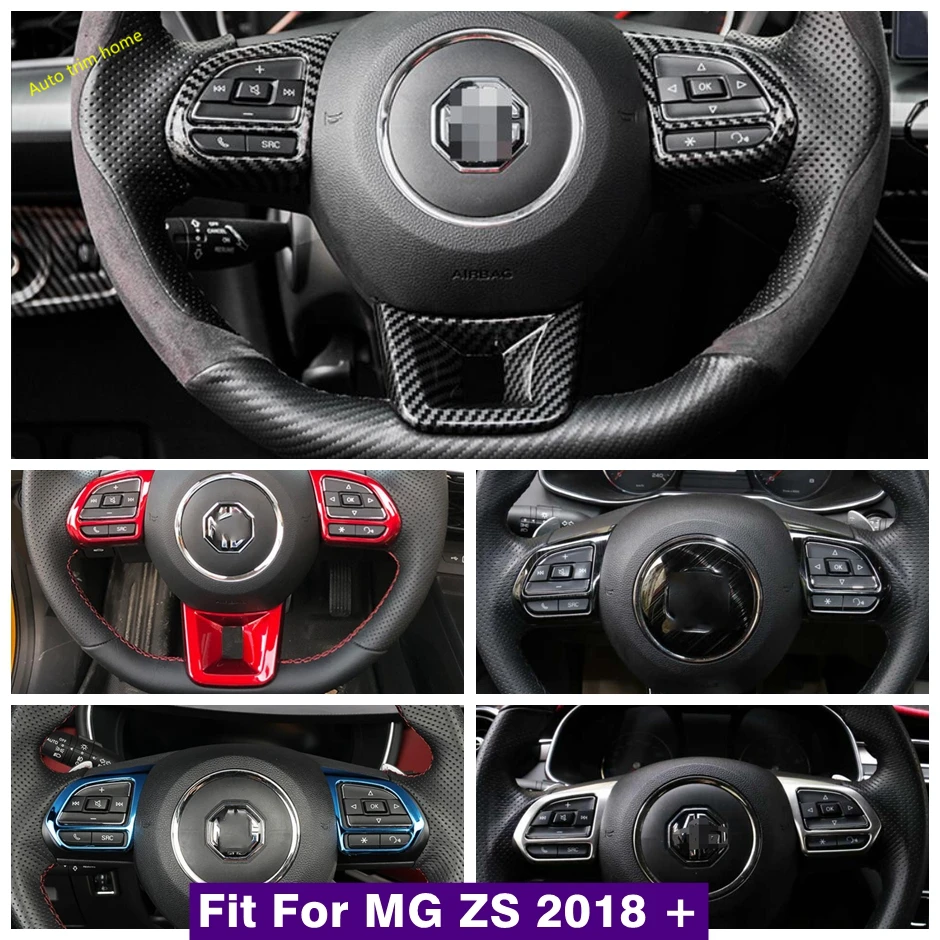 

Аксессуары для интерьера, декоративная крышка кнопки рулевого колеса для MG ZS 2018-2022, углеродное волокно/красный/серебристый/черный матовый