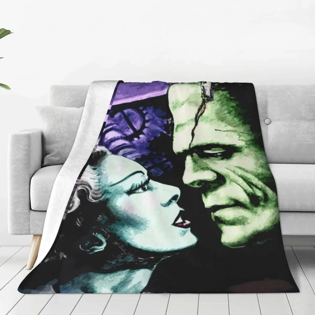 

Bride Frankie Monsters In Love Blanket Warm Fleece Soft Flannel Frankenstein Horror Film Throw Blankets for Bedding Sofa Spring