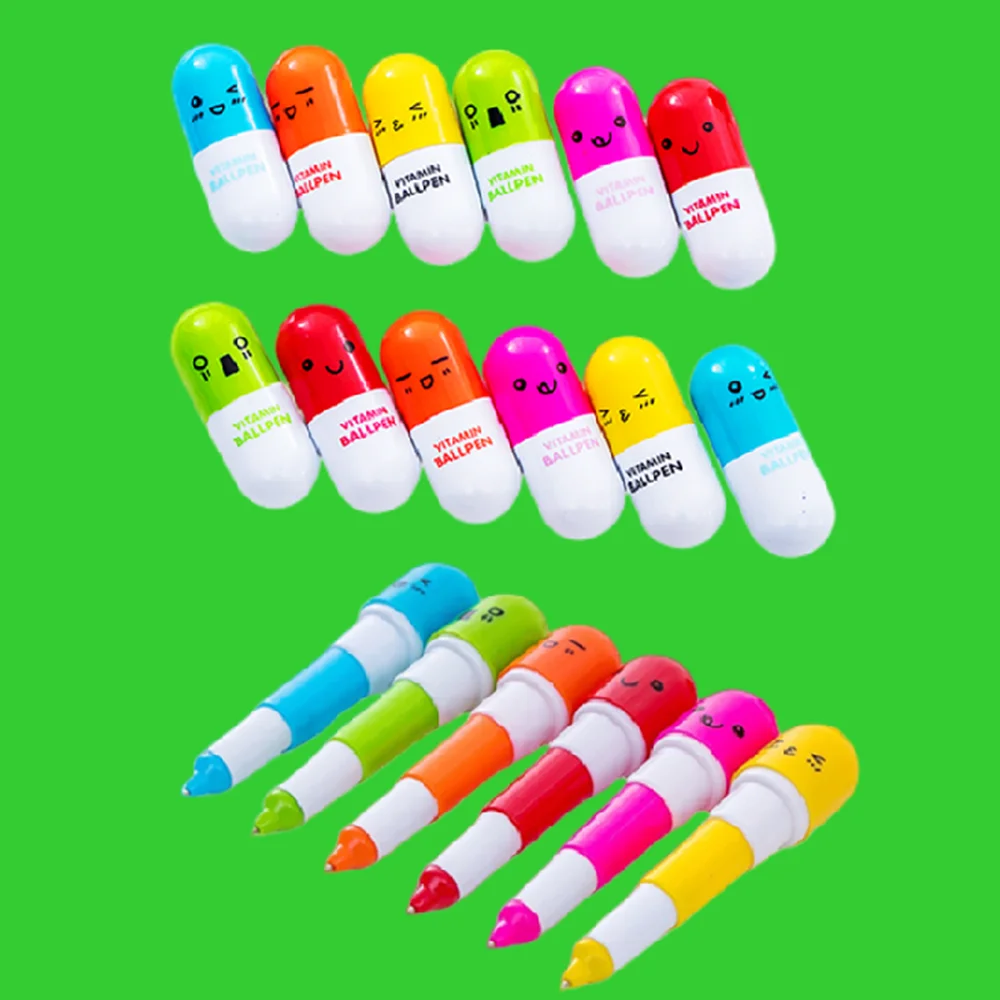 

20Pcs Cartoon 6 Colors Retractable Pill Pens Kids Party Supplies Boys Girls Birthday Guest Gift Giveaway Pinata Filler Gift Pack