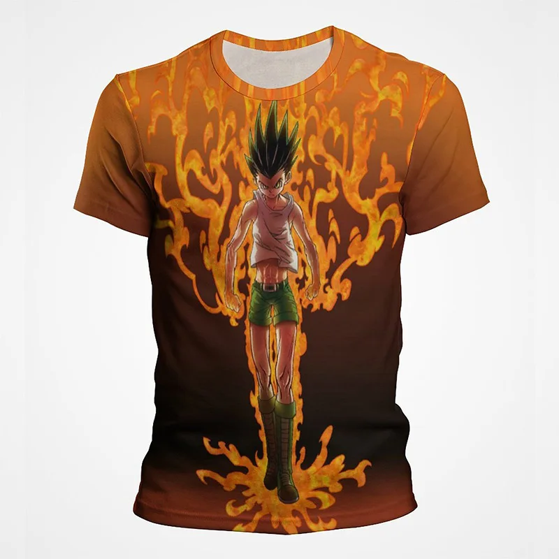 

Винтажная Футболка Hunter x Hunter с рисунком аниме, Мужская футболка, летняя футболка с коротким рукавом 2023, топы в стиле Харадзюку унисекс, одежда