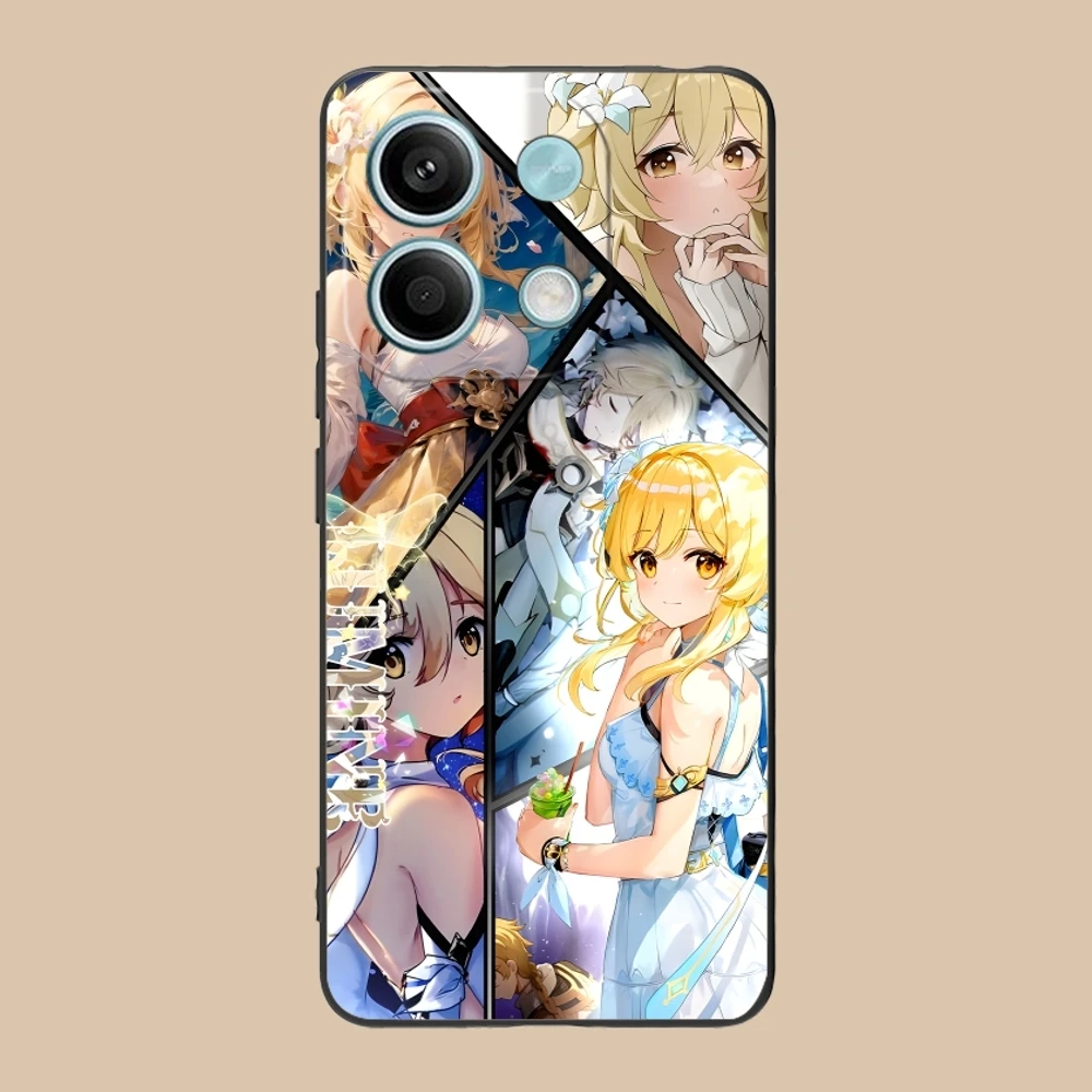 Чехол для мобильного телефона Genshin Impact Lumine Xiaomi Redmi Note 13 12 11 10 9 8 7 6 S A Pro Lite Plus 5G черный