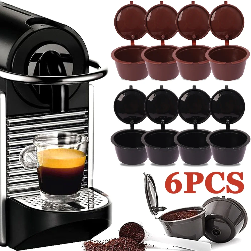 

4/2/1Pcs Refillable Coffee Capsule Filters Cups for Nescafe Dolce Gusto Refillable Caps Filters Baskets Strainer Brown Capsule