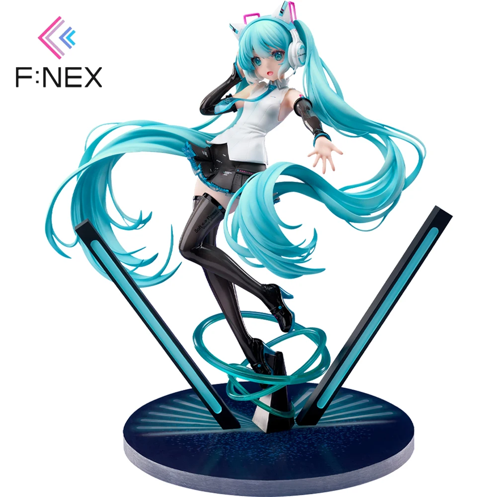 

Фигурки героев аниме Hatsune Miku, 25 см, F:NEX, милые кавайные наушники «Виртуальный певец», «кошачьи уши» из ПВХ, Коллекционная модель, кукла, детски...