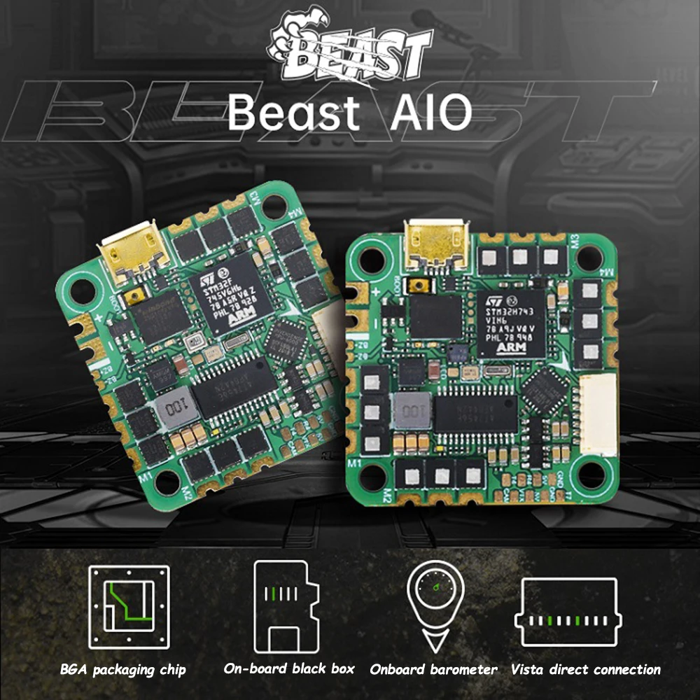

IFlight Beast F7 55A V2 AIO 2-6S BLHeli-S AIO Board(MPU6000) FC ESC все в одном Контроллер полета 25,5x25,5 мм для дрона RC FPV