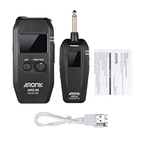 aroma arg 06 guitar wireless transmisster receiver 6 35mm plug 4 channels max 35m effective range built in battery supports
