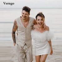 verngo short beach wedding dresses off shoulder organza ruffles straps neckline mini bride party gowns summer robe de mariage