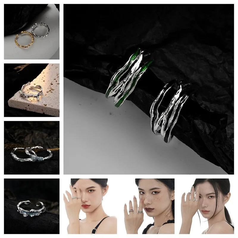 

Adjustable Silver Rings for Women Fashion Personality Irregular Opening Finger Ring for Girl Party Jewelry Gifts Free Shipping