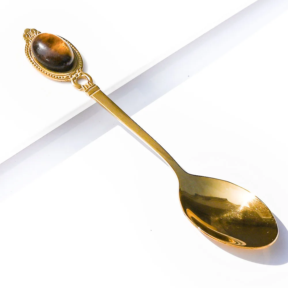 

Золотые ложки из нержавеющей стали с кристаллами