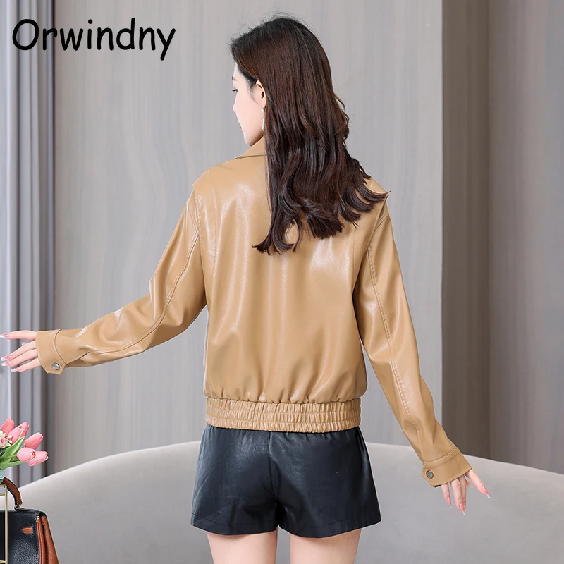 Весенние женские куртки элегантное модное кожаное пальто замшевая однотонная