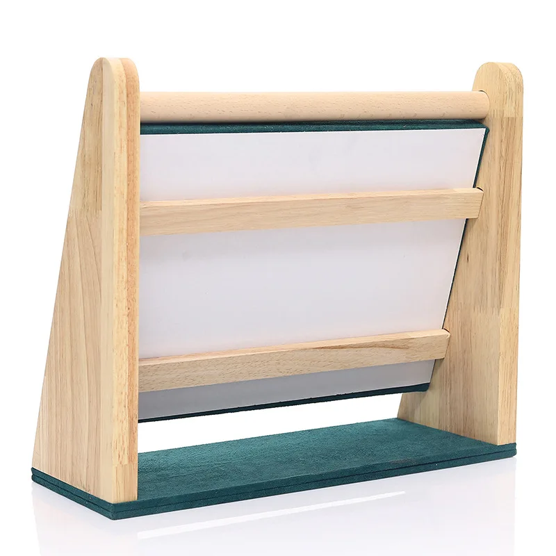 Wooden Rings Display Stand Tray 10 Slots Flannel Lining Vertical Storage Holder Rack for Studs Jewelry Organizer Rings Show