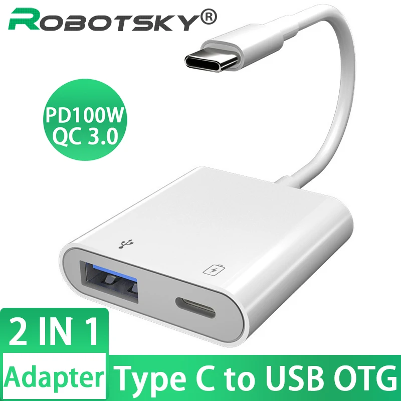 Адаптер OTG типа C 2 в 1 PD100W QC3.0 кабель для быстрой зарядки преобразователь Type USB 3 0/USB