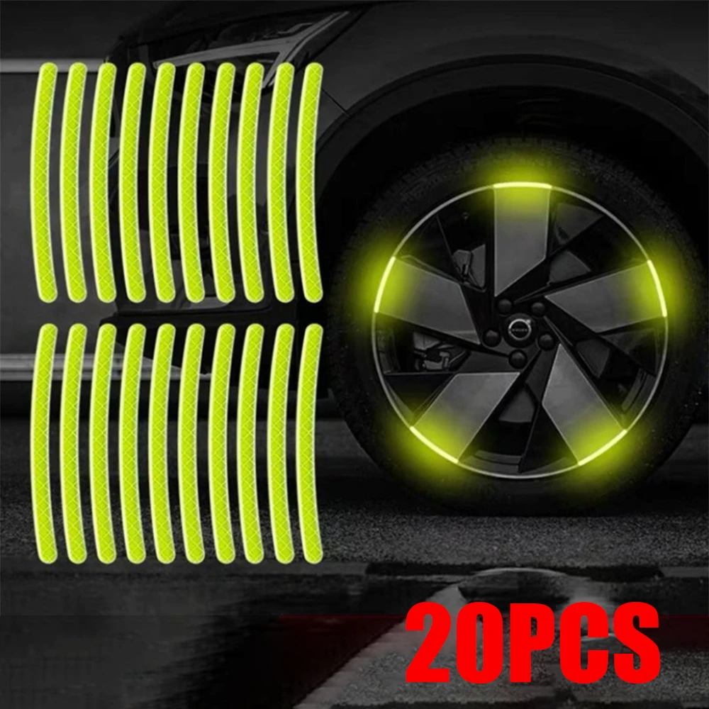 

20 Шт. Светоотражающих Наклеек Для Колпаков Колес, Предупреждающие О Безопасности В Ночное Время