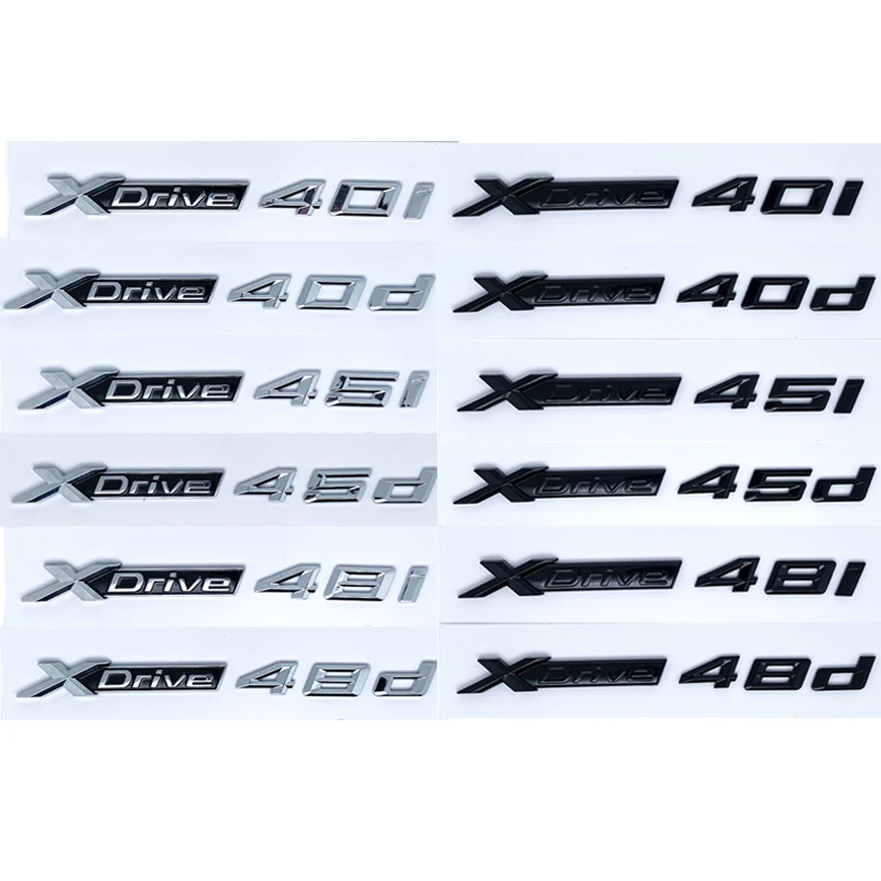 

Наклейка с эмблемой автомобиля 3D ABS глянцевый черный серебристый XDrive 40i 40d 45i 45d 48i 48d для BMW X1 X2 X3 X4 X5 X6 X7 GT