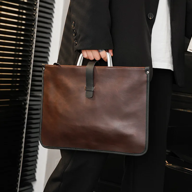 Мужской портфель на плечо, сумка для ноутбука Crazy Horse, деловая сумка высокого качества, Мужская роскошная кожаная сумка через плечо, портфель для мужчин