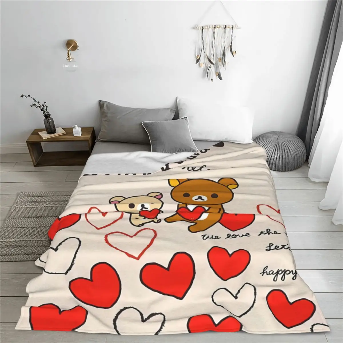 Одеяло Rilakkumas Easy Bear теплое мягкое уличное трендовое плюшевое одеяло для стула