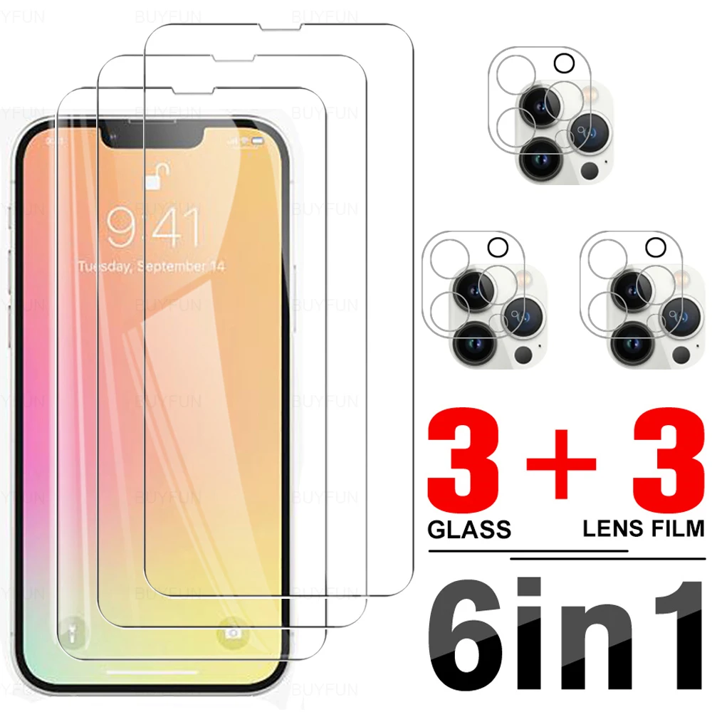 

6in1 Tempered Glass For IPhone 13 Pro Max Protective Glass For iphone13 13 mini 13pro max Screen Camera Lens Protection Film