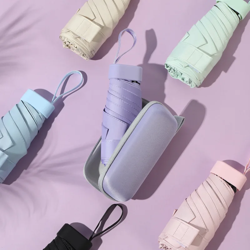 

WEILUO Six Fold Mini Umbrella, Manual Sunshade Umbrella, Small Compact Light Six Bone Umbrella, Folding and Portable