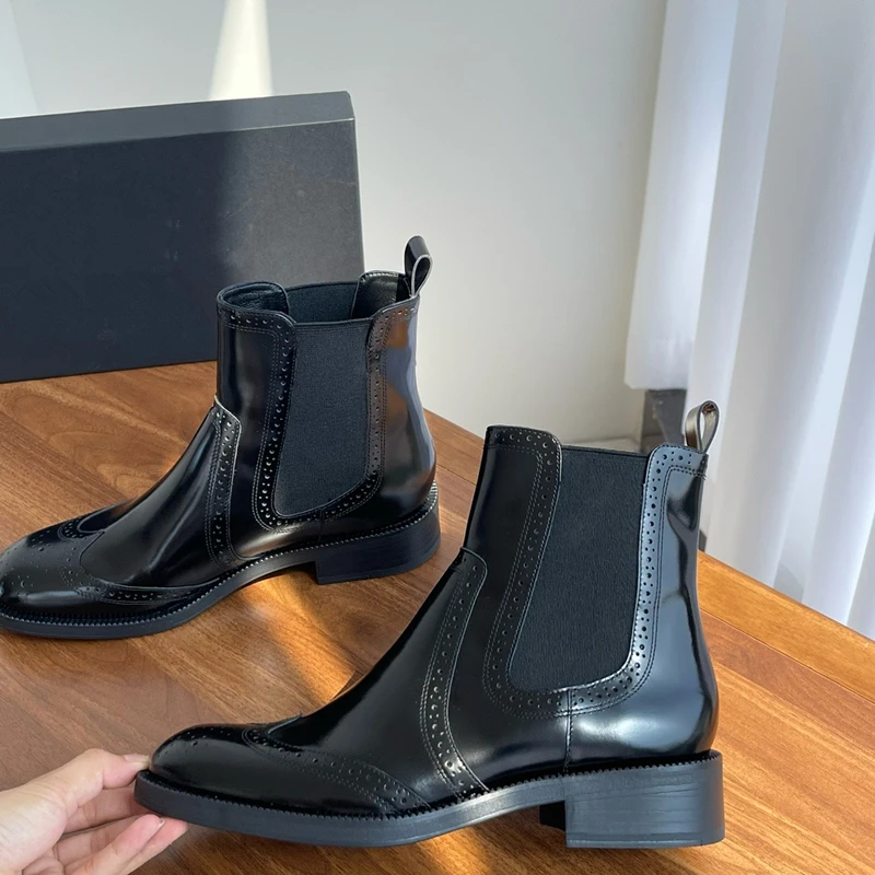 Maxdutti/блок в британском стиле ретро резные ботильоны из воловьей кожи ботинки