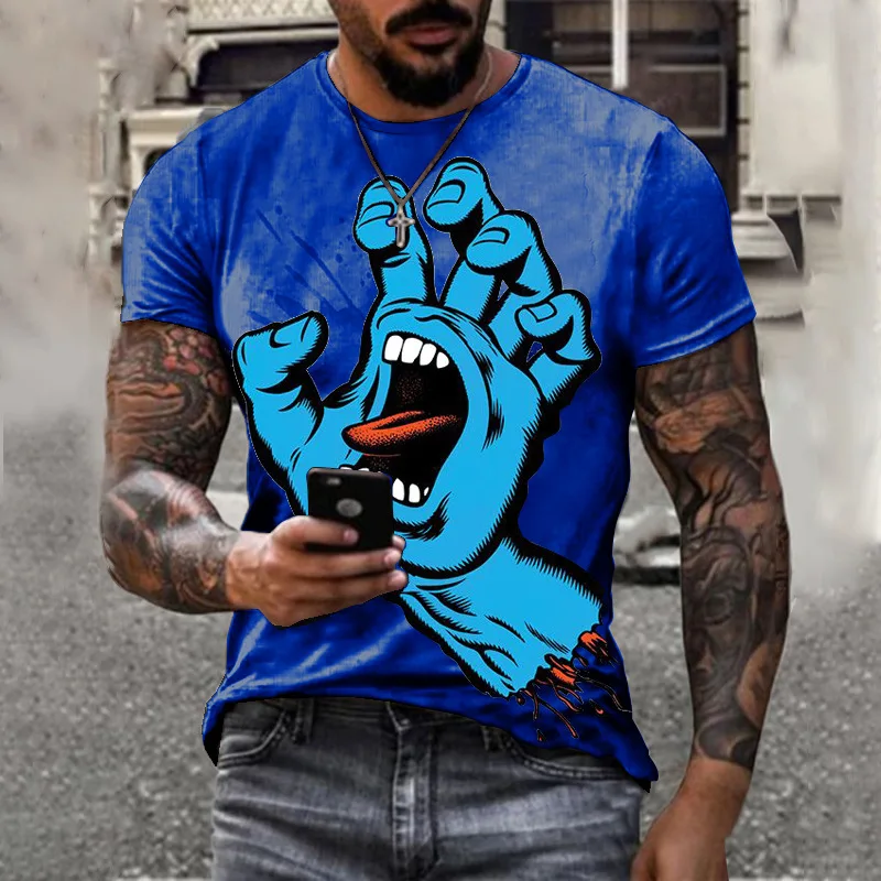 Футболка мужская с круглым вырезом коротким рукавом и 3D-принтом |