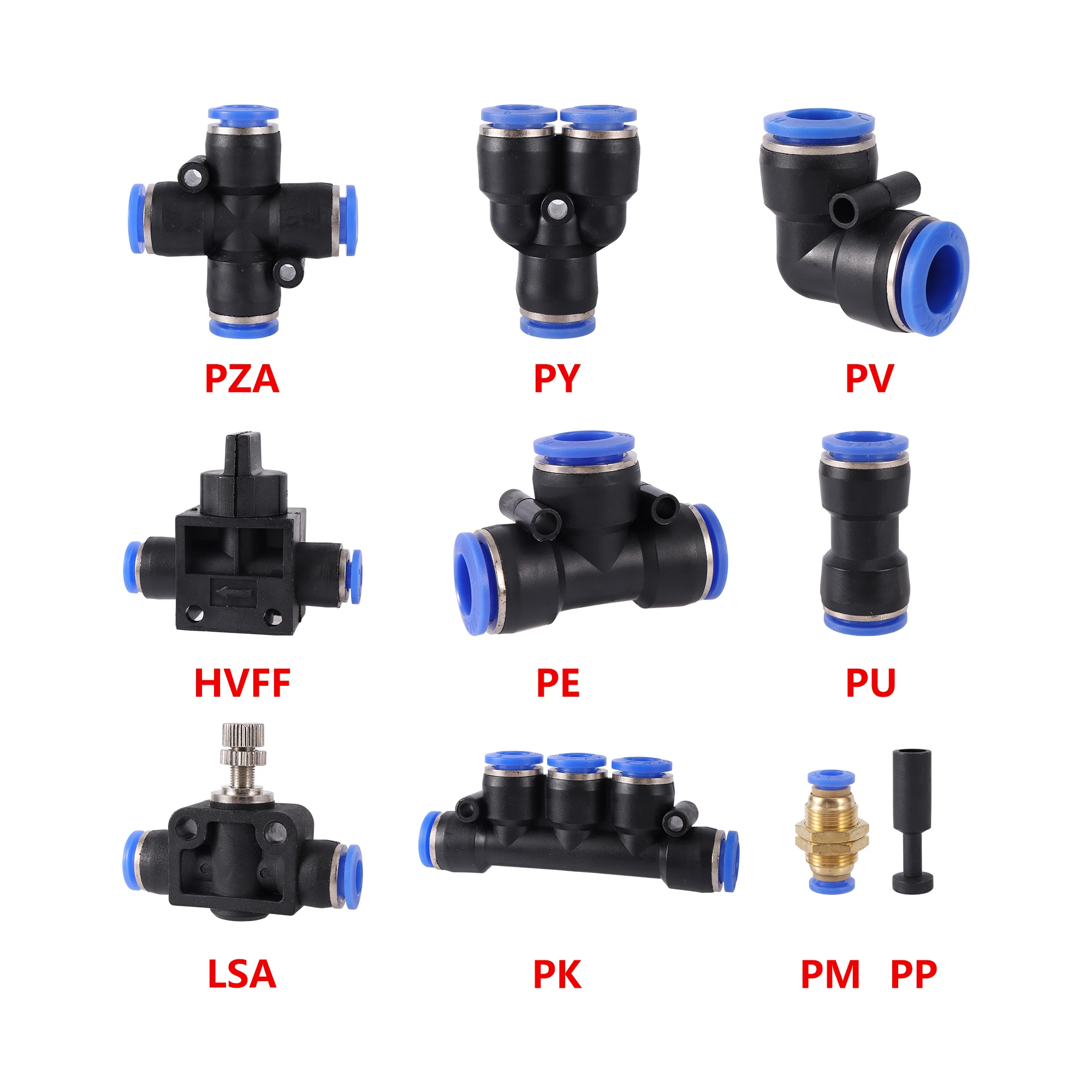 

Pneumatic Fitting Pipe Connector Tube Air Quick Fittings Water Push In Hose Plastic 4mm 6mm 8mm 10mm 12mm 14mm PU PY Connectors