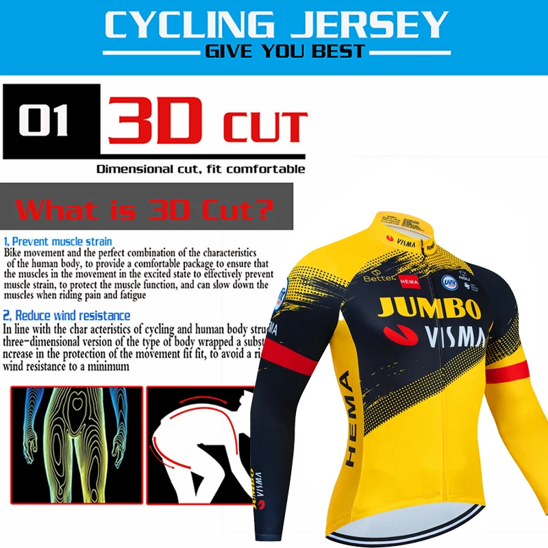 Велосипедная одежда для мужчин мужской велосипедный комплект из джерси Jumbo Visma