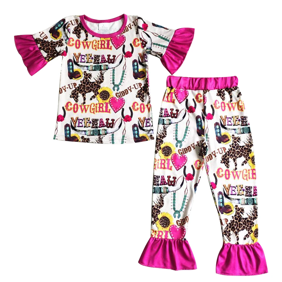 Кружевной топ с коротким рукавом и принтом в западном стиле для девочек - купить