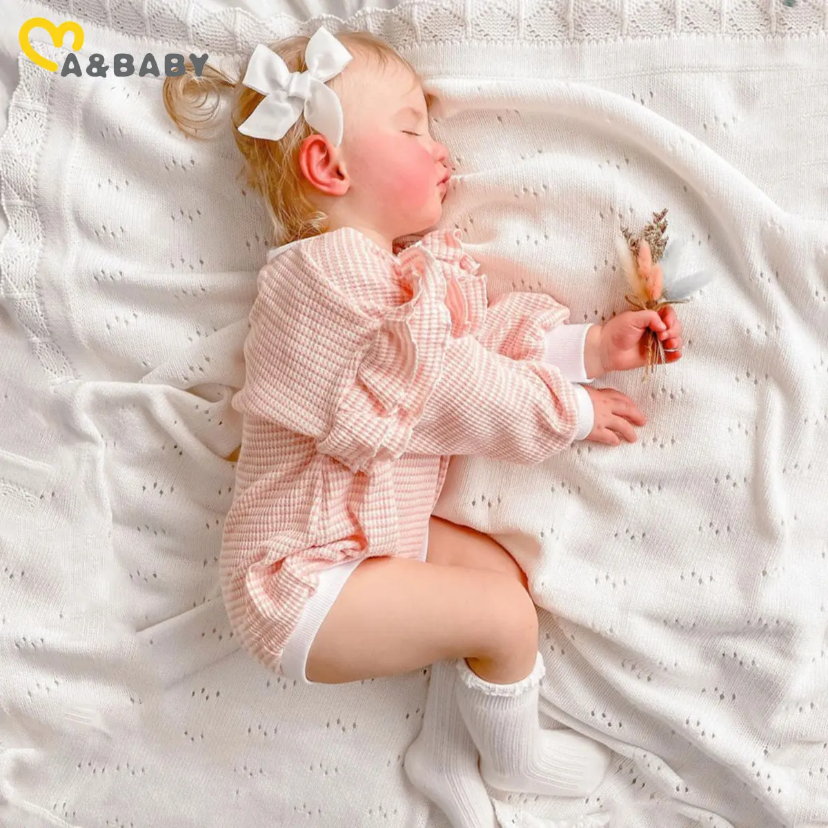 

Ma&Baby 0-18M Newborn Infant Baby Girl Romper Ruffle Striped Long Sleeve Jumpsuit Soft Autumn Spring Girl Clothing