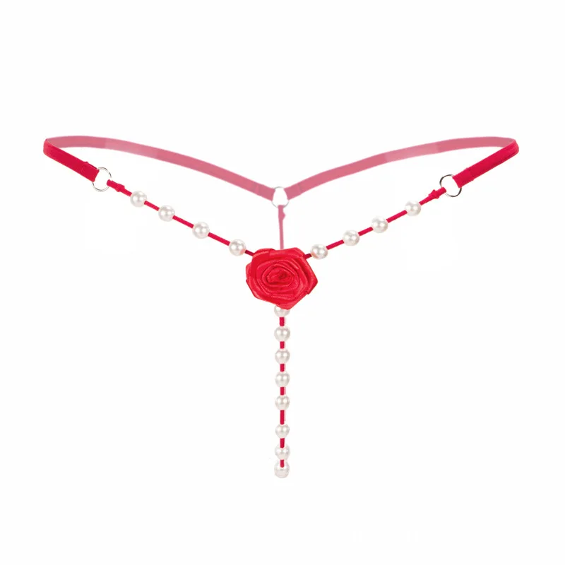 

T Panties Female Underwear Lace Seamless Thongs Women's Pants Sexy Pearl Erotic Women Crotchless