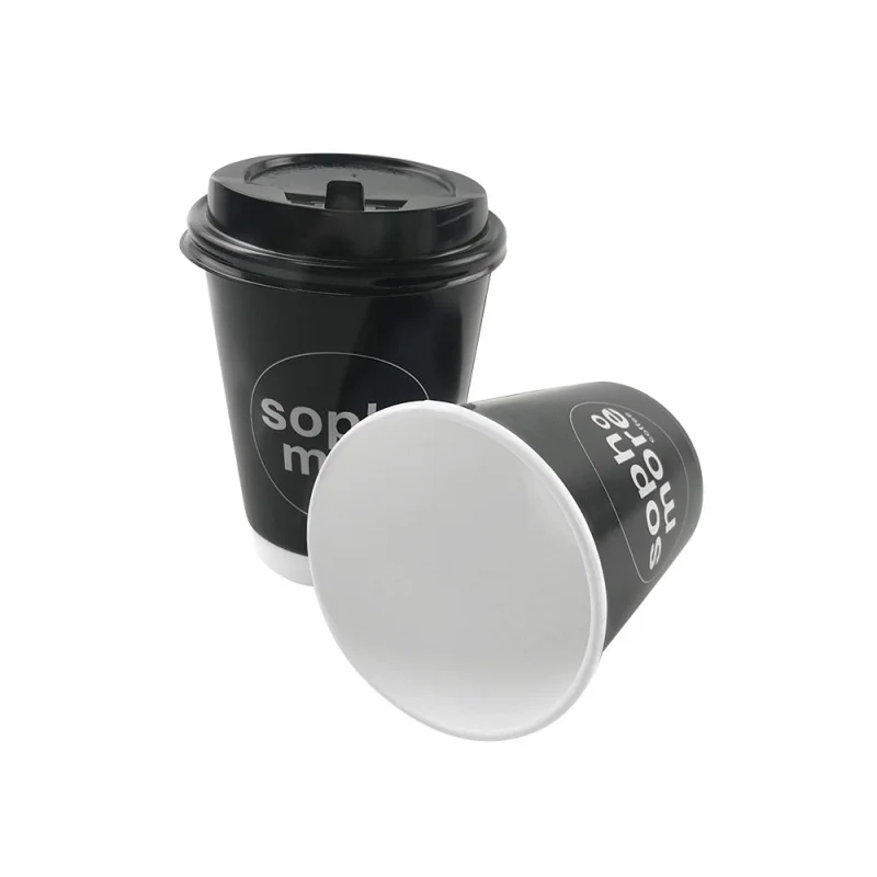 Customized Printing 8oz 12oz 16oz Disposable Double Wall Coffee Paper Cup with Lid