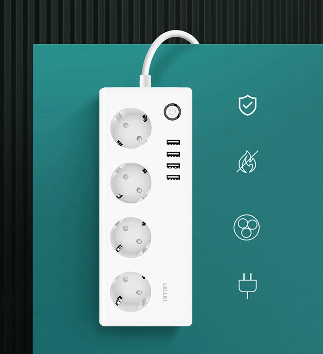 Умная розетка ADEA Zigbee с выключателем, удлинитель Zigbee2mqtt 1.8 м, совместимая с Alexa (art.: 3920d7e7deed5) - 3920d7e7deed5