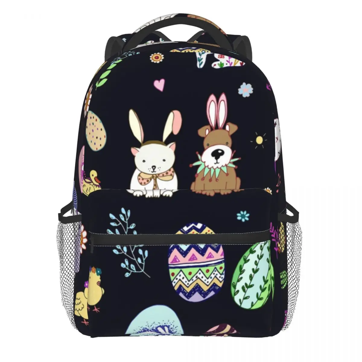 

Happy Easter Backpack Easter Eggs Rabbit Funny Backpacks Teen Hiking Breathable High School Bags High Quality Rucksack